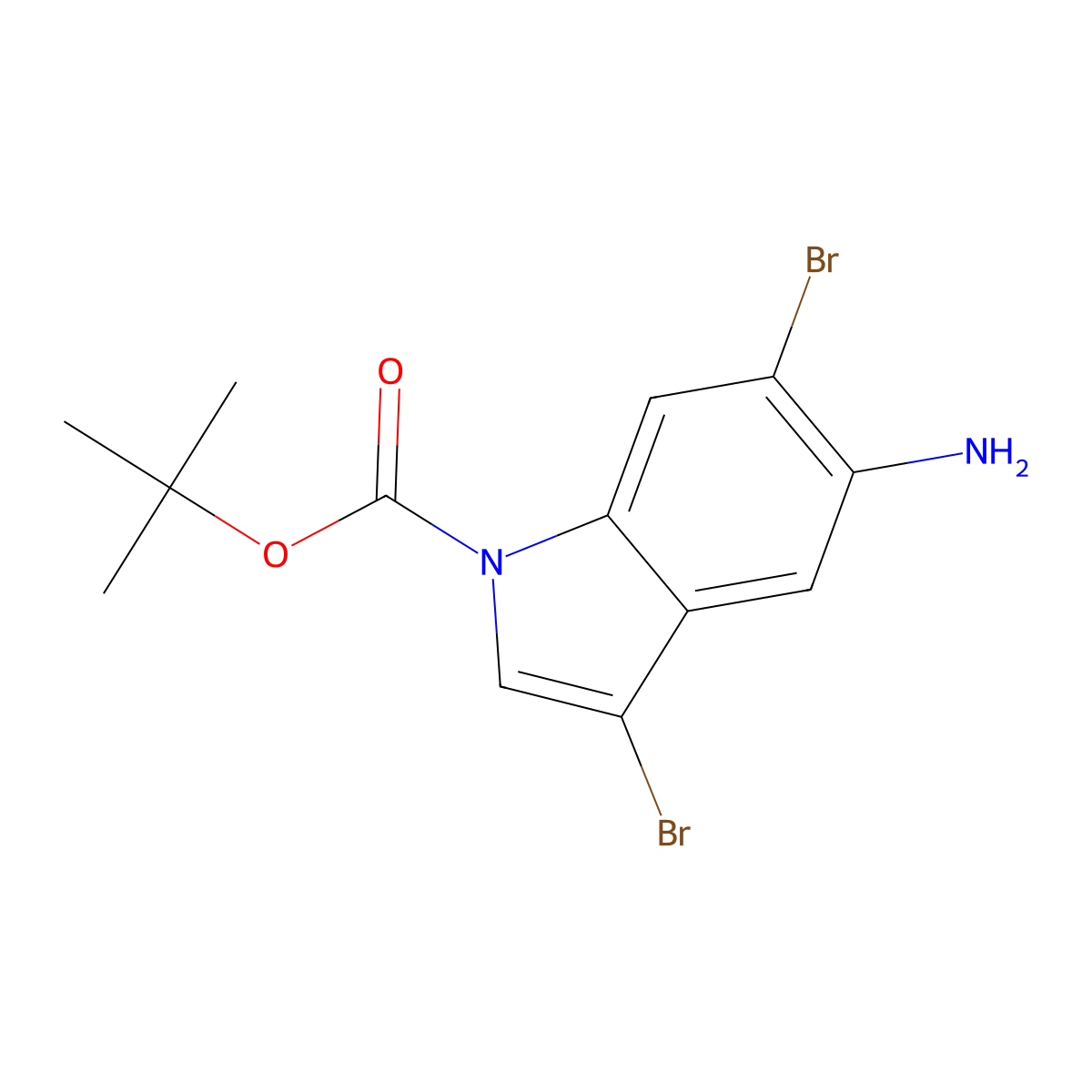 Tert-butyl 5-amino-3,6-dibromo-1H-indole-1-carboxylate molecular structure, CAS 1823786-39-5