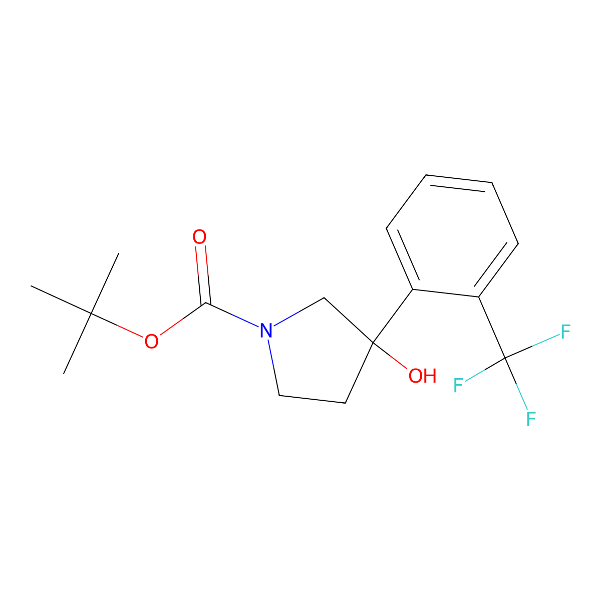Tert-butyl 3-hydroxy-3-(2-(trifluoromethyl)phenyl)pyrrolidine-1-carboxylate molecular structure, CAS 1823786-44-2