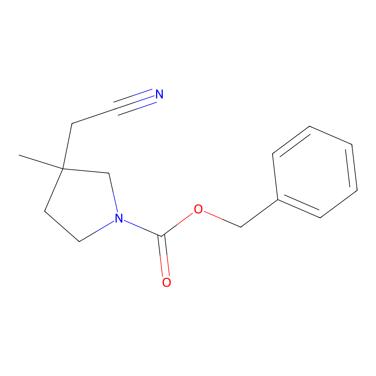 Benzyl 3-(cyanomethyl)-3-methylpyrrolidine-1-carboxylate molecular structure, CAS 1823788-74-4