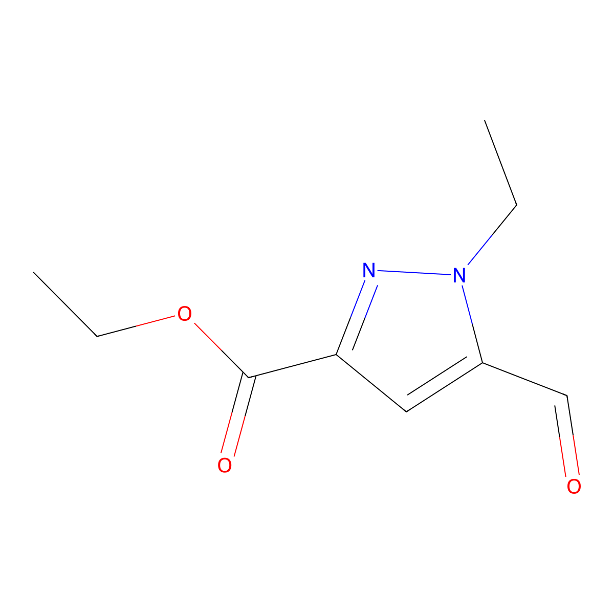 ethyl 1-ethyl-5-formyl-1H-pyrazole-3-carboxylate molecular structure, CAS 1823789-80-5