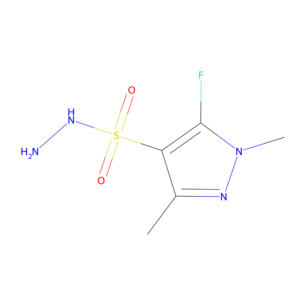5-fluoro-1,3-dimethyl-1H-pyrazole-4-sulfonohydrazide molecular structure, CAS 1823790-17-5