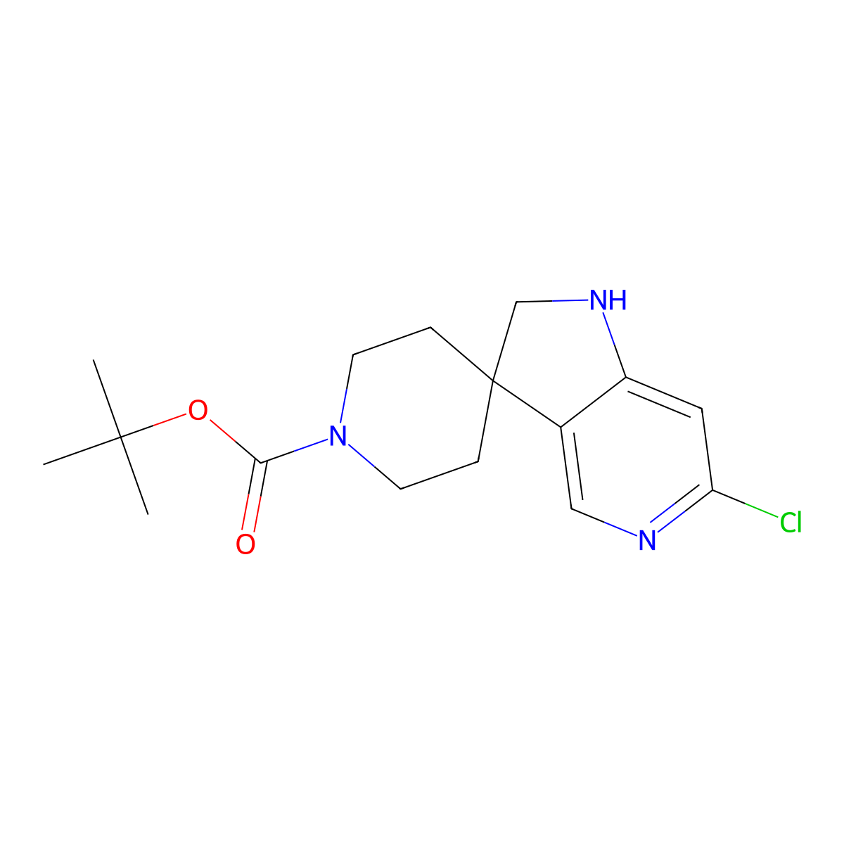 Tert-butyl 6'-chloro-1',2'-dihydrospiro[piperidine-4,3'-pyrrolo[3,2-c]pyridine]-1-carboxylate molecular structure, CAS 1823790-57-3