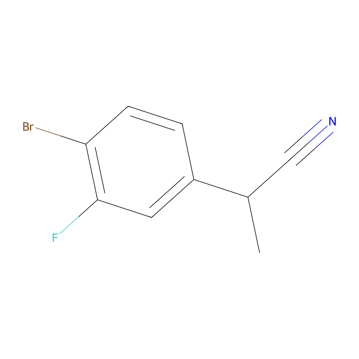 2-(4-Bromo-3-fluorophenyl)propanenitrile molecular structure, CAS 1823790-62-0