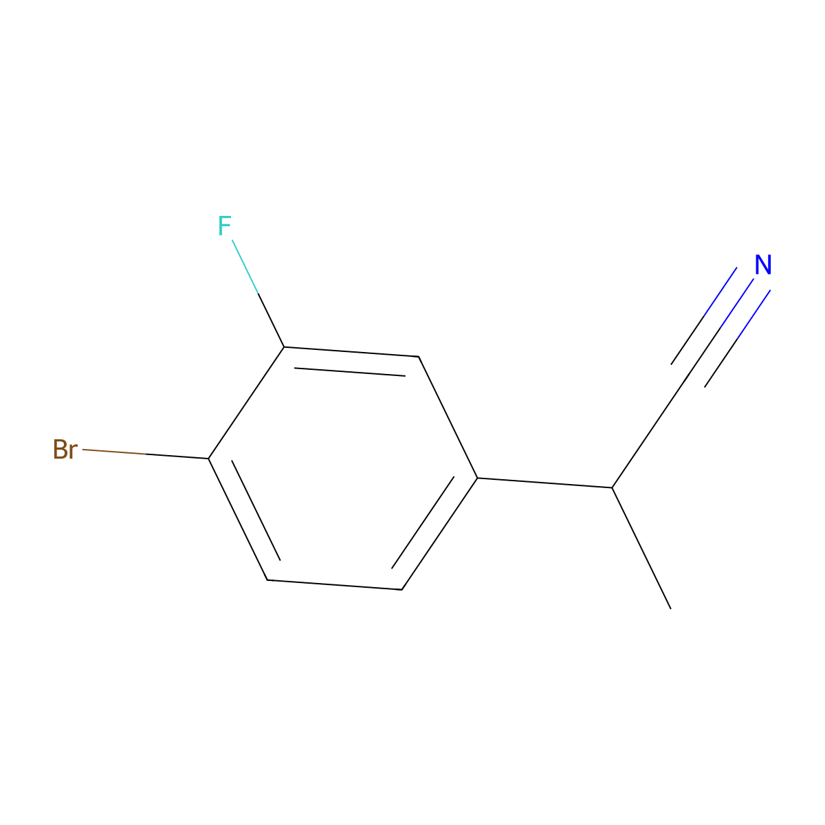 2-(4-Bromo-3-fluorophenyl)propanenitrile molecular structure, CAS 1823790-62-0