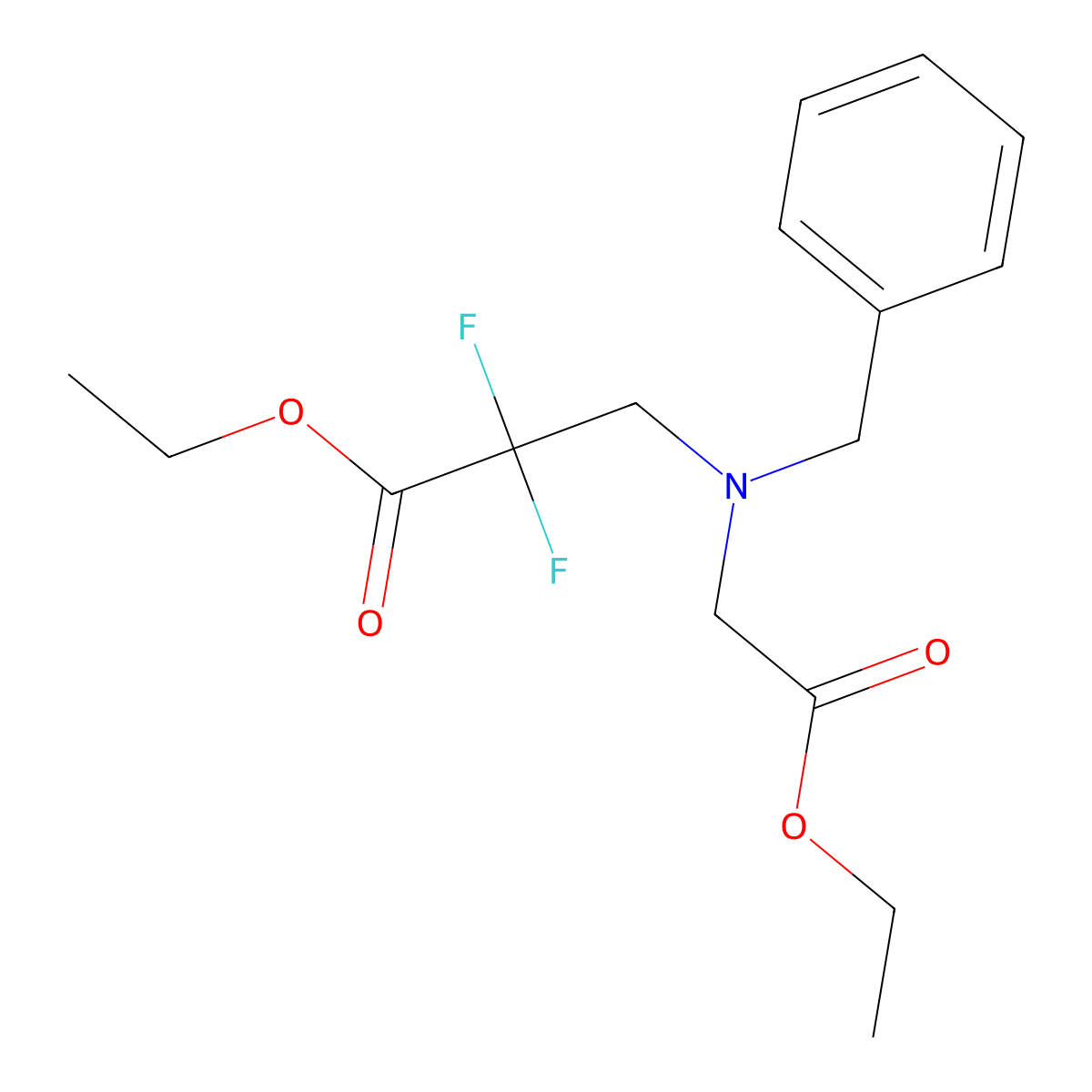 Ethyl 3-(benzyl(2-ethoxy-2-oxoethyl)amino)-2,2-difluoropropanoate molecular structure, CAS 1823791-33-8