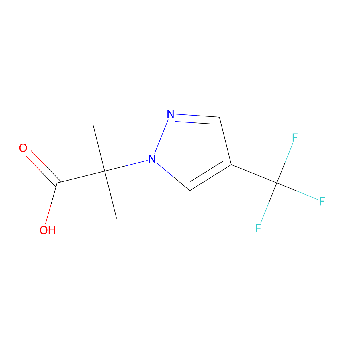 2-methyl-2-[4-(trifluoromethyl)-1H-pyrazol-1-yl]propanoic acid molecular structure, CAS 1823791-67-8