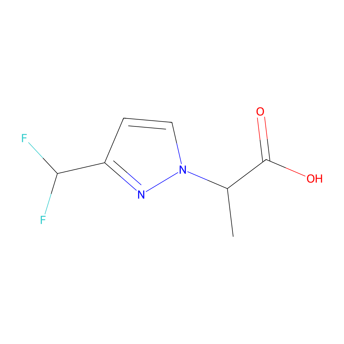 2-[3-(difluoromethyl)-1H-pyrazol-1-yl]propanoic acid molecular structure, CAS 1823791-94-1