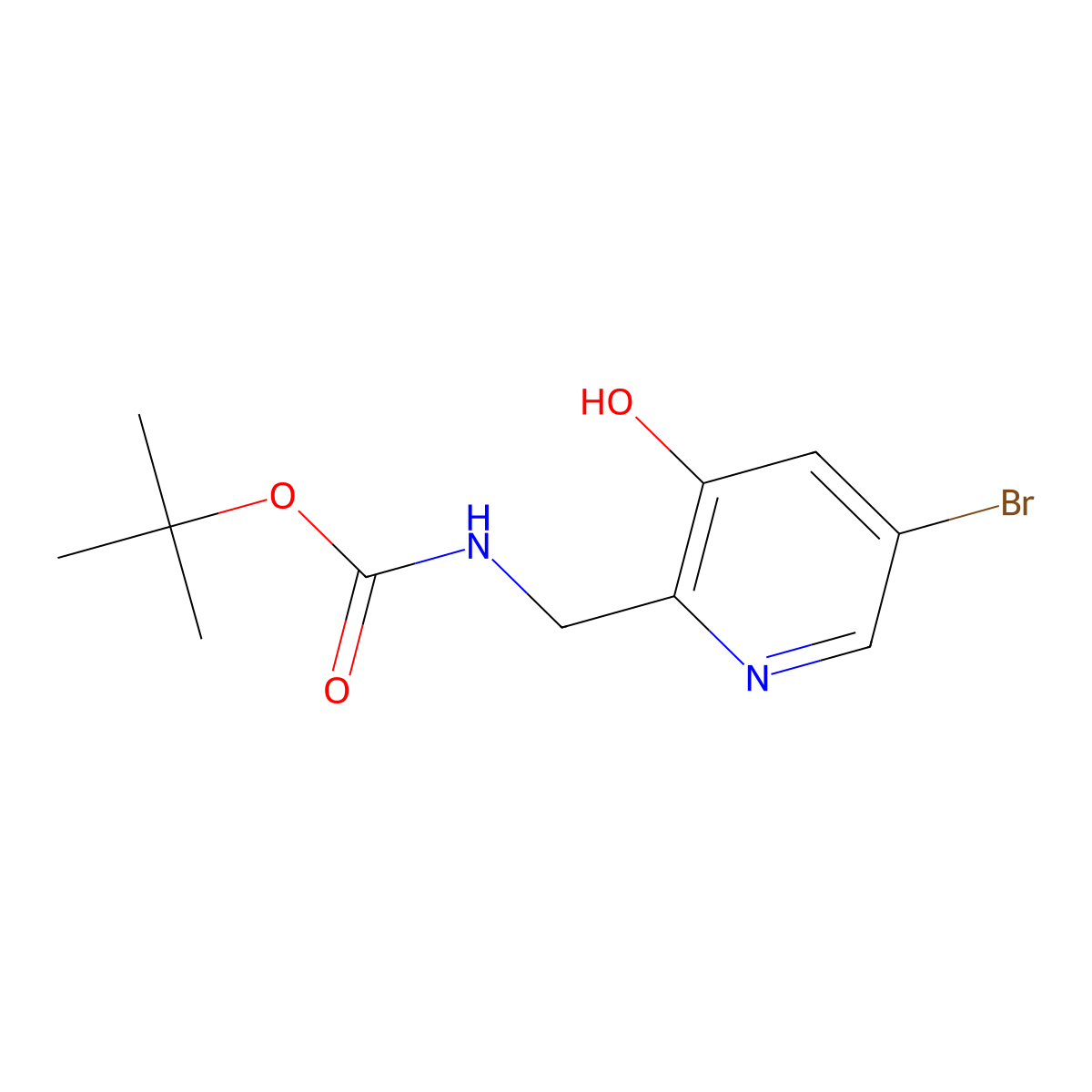 tert-Butyl ((5-bromo-3-hydroxypyridin-2-yl)methyl)carbamate molecular structure, CAS 1823792-33-1