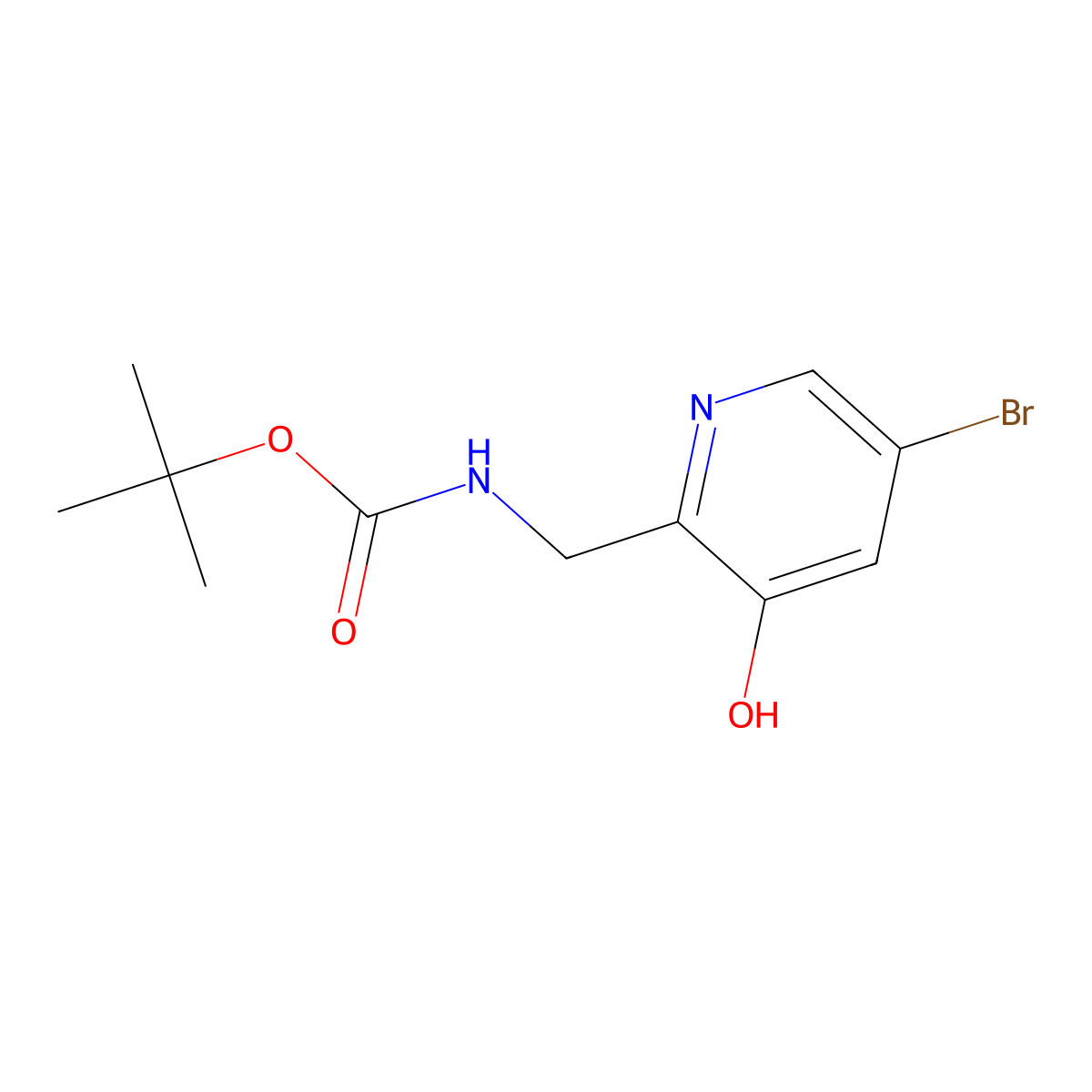 tert-Butyl ((5-bromo-3-hydroxypyridin-2-yl)methyl)carbamate molecular structure, CAS 1823792-33-1