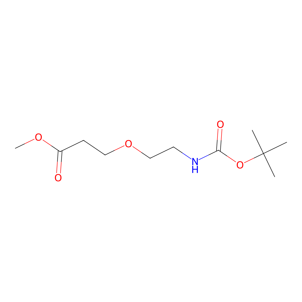 Methyl 3-(2-((tert-butoxycarbonyl)amino)ethoxy)propanoate molecular structure, CAS 1823795-95-4
