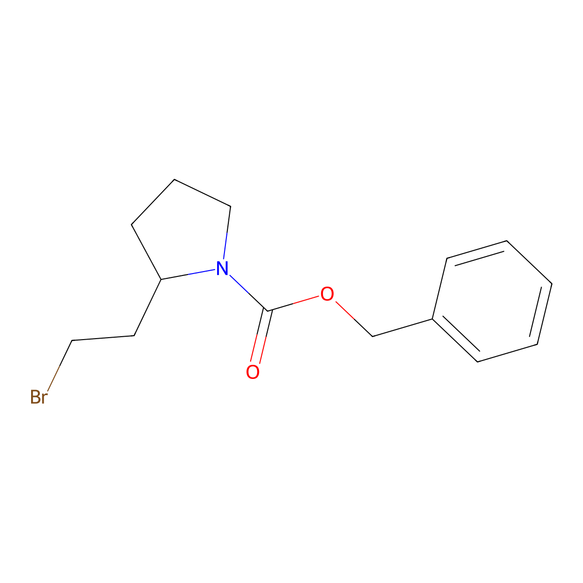 Benzyl 2-(2-bromoethyl)pyrrolidine-1-carboxylate molecular structure, CAS 1823798-28-2