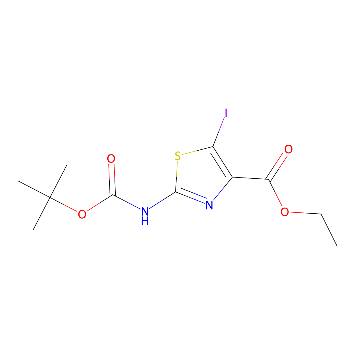 2-tert-Butoxycarbonylamino-5-iodo-thiazole-4-carboxylic acid ethyl ester molecular structure, CAS 1823800-31-2