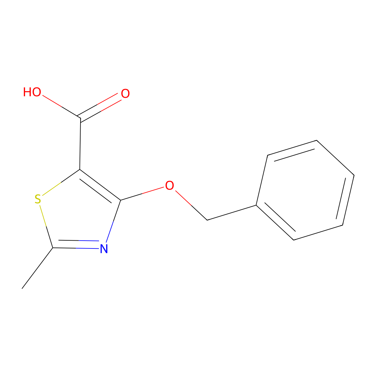 5-Thiazolecarboxylic acid, 2-methyl-4-(phenylmethoxy)- molecular structure, CAS 1823803-42-4