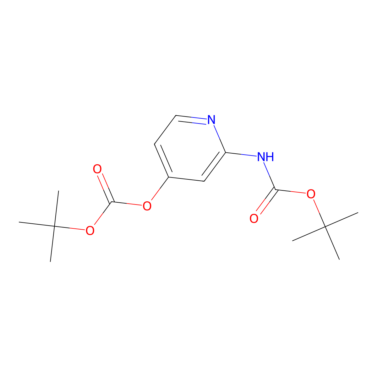 tert-Butyl 4-(tert-butoxycarbonyloxy)pyridin-2-ylcarbamate molecular structure, CAS 1823808-67-8