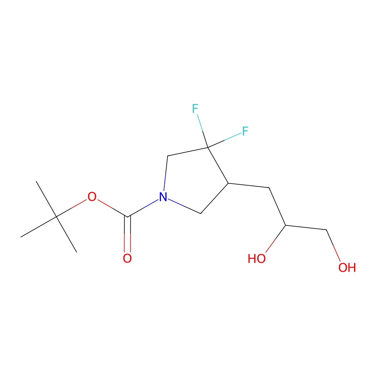 tert-butyl 4-(2,3-Dihydroxypropyl)-3,3-difluoropyrrolidine-1-carboxylate molecular structure, CAS 1823808-90-7