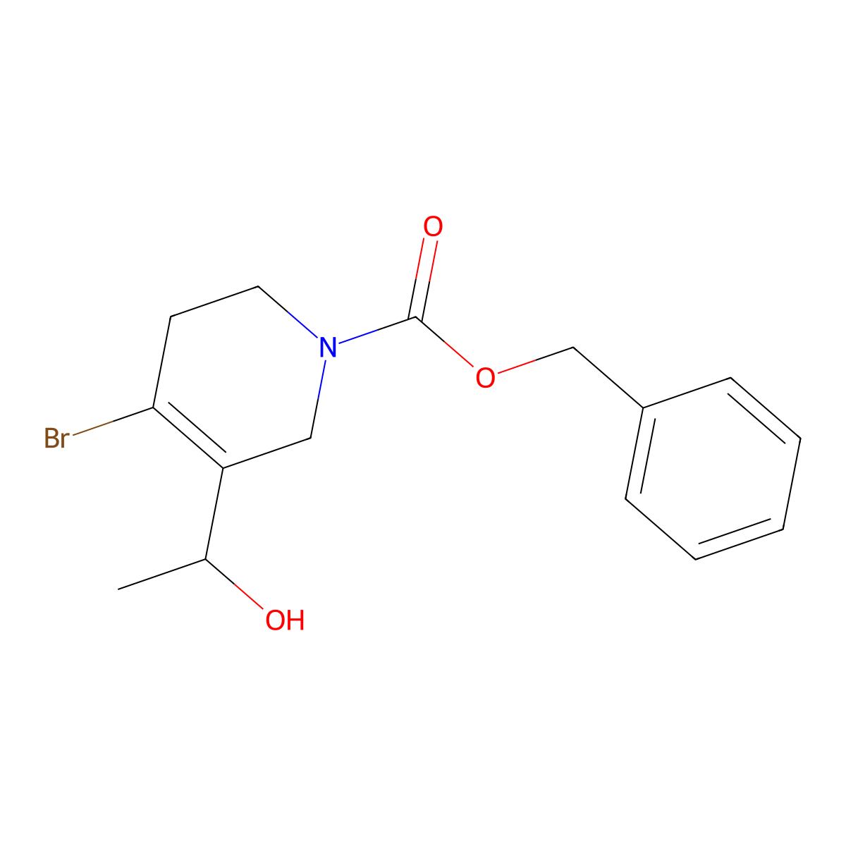 benzyl 4-bromo-5-(1-hydroxyethyl)-3,6-dihydro-2H-pyridine-1-carboxylate molecular structure, CAS 1823808-97-4