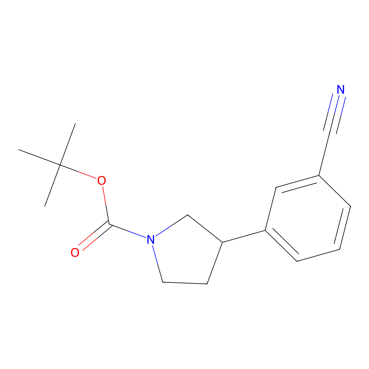 Tert-butyl 3-(3-cyanophenyl)pyrrolidine-1-carboxylate molecular structure, CAS 1823809-74-0