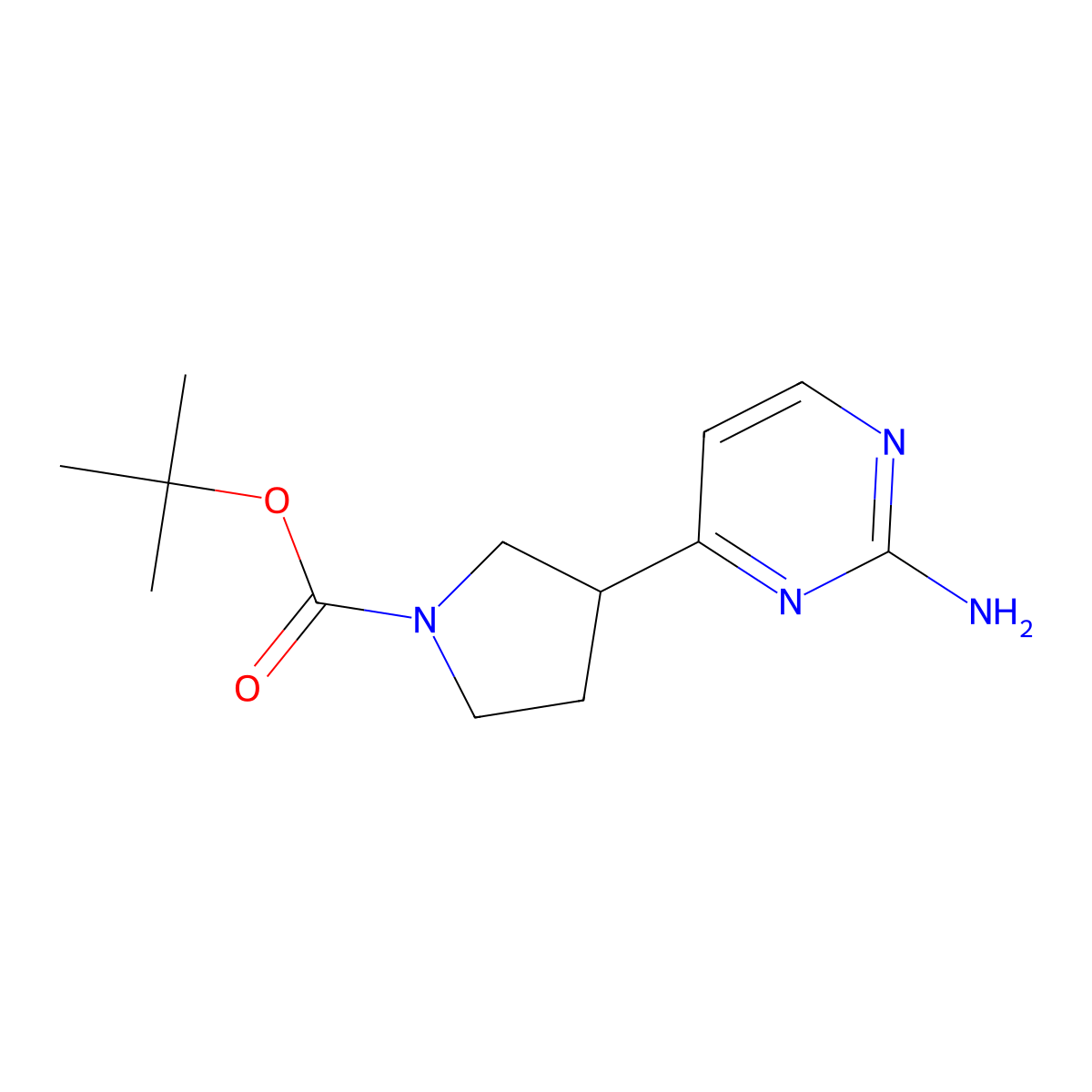 Tert-butyl 3-(2-aminopyrimidin-4-YL)pyrrolidine-1-carboxylate molecular structure, CAS 1823811-53-5