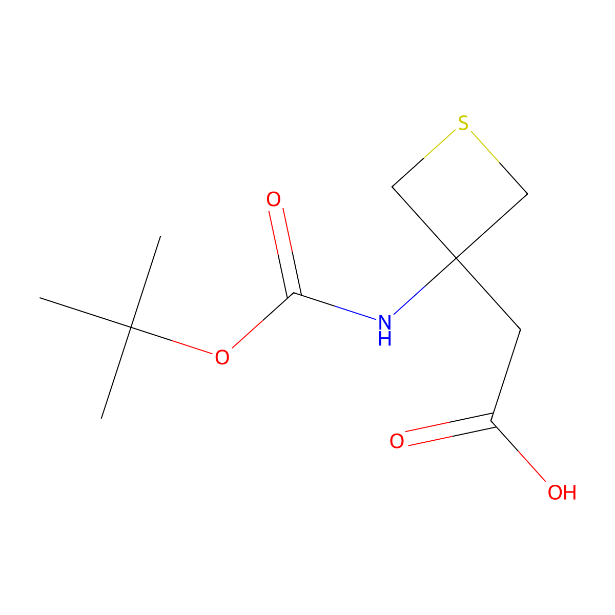2-(3-((tert-Butoxycarbonyl)amino)thietan-3-yl)acetic acid molecular structure, CAS 1823811-81-9