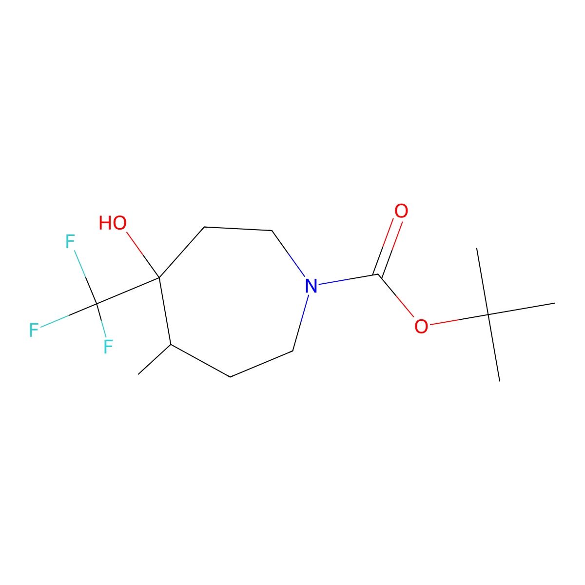 tert-Butyl 4-hydroxy-5-methyl-4-(trifluoromethyl)azepane-1-carboxylate molecular structure, CAS 1823815-32-2