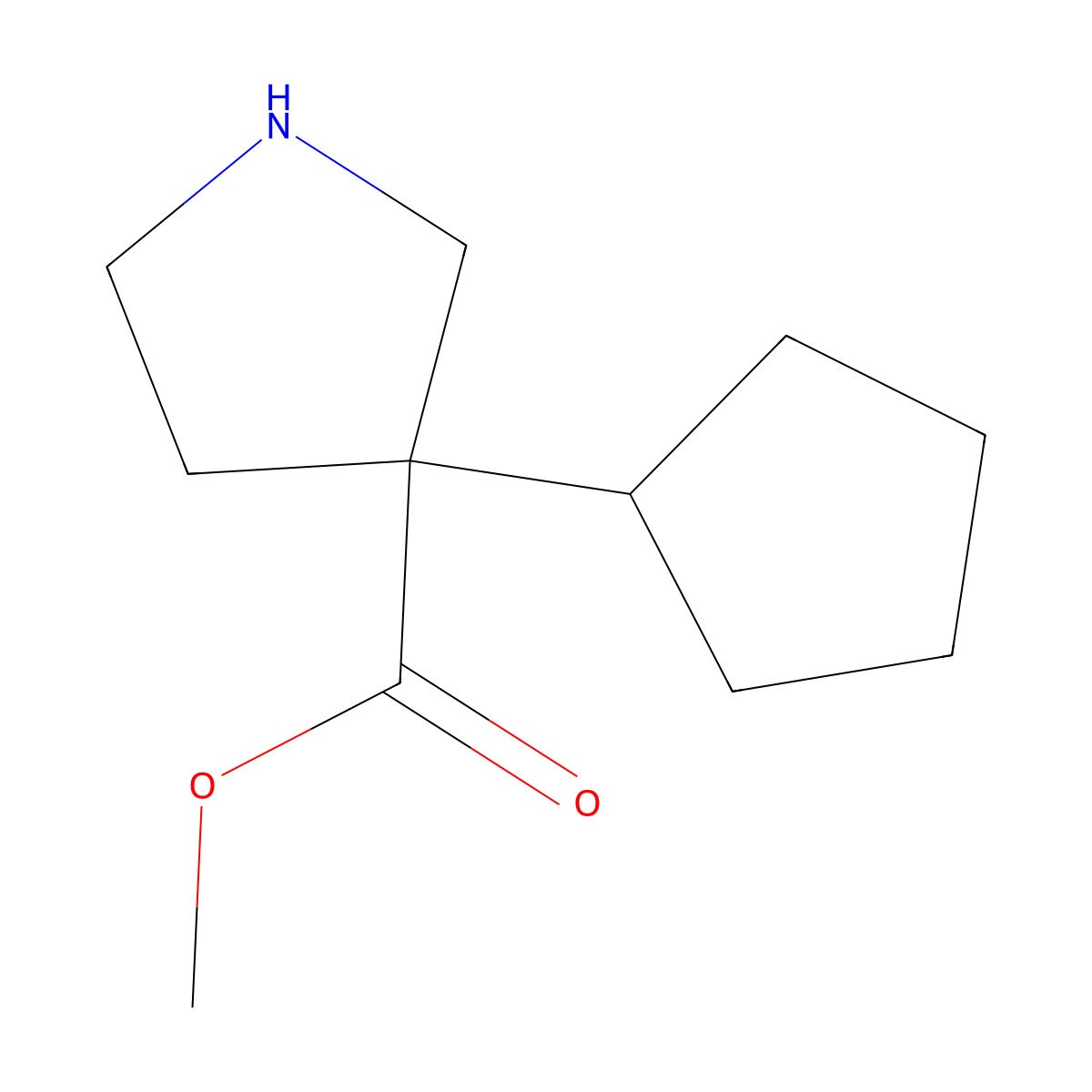 Methyl 3-cyclopentylpyrrolidine-3-carboxylate molecular structure, CAS 1823815-61-7