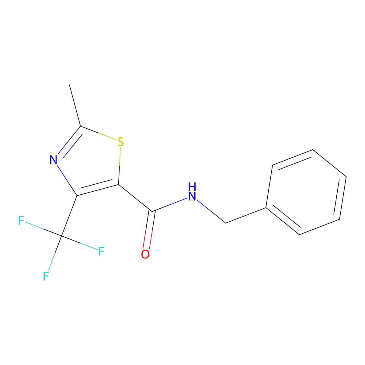 N-benzyl-2-methyl-4-(trifluoromethyl)-1,3-thiazole-5-carboxamide molecular structure, CAS 1823817-33-9