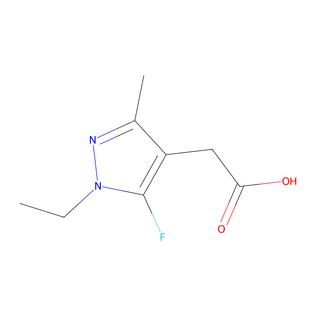 2-(1-Ethyl-5-fluoro-3-methyl-1H-pyrazol-4-yl)acetic acid molecular structure, CAS 1823818-15-0