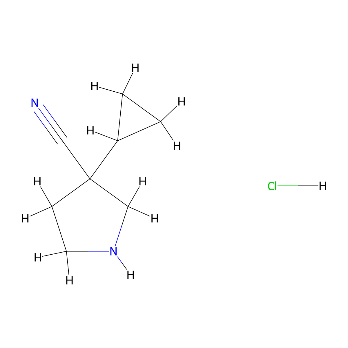 3-Cyclopropylpyrrolidine-3-carbonitrile hydrochloride molecular structure, CAS 1823818-20-7