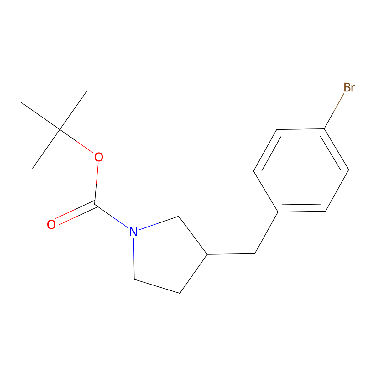 Tert-butyl 3-[(4-bromophenyl)methyl]pyrrolidine-1-carboxylate molecular structure, CAS 1823819-54-0