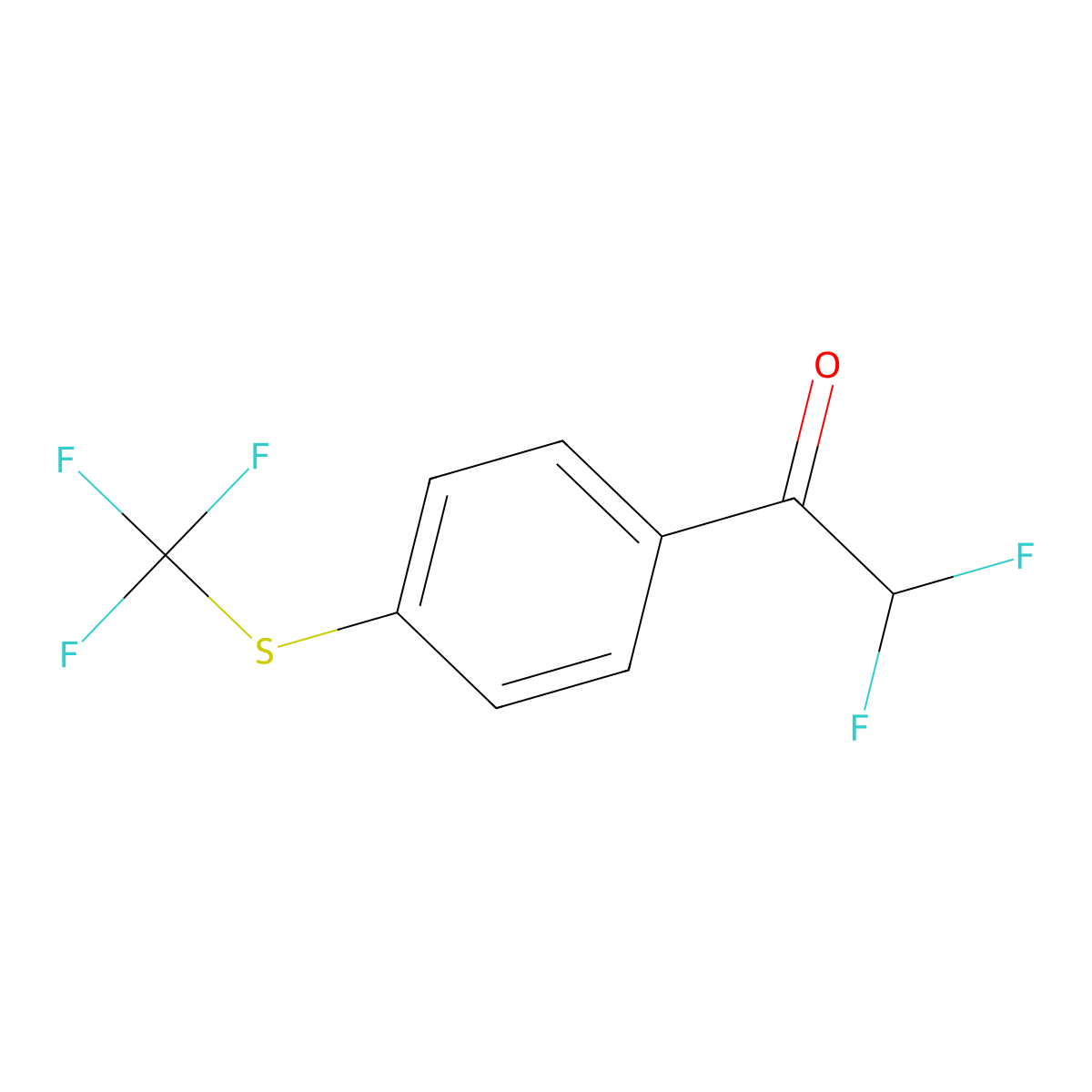 2,2-Difluoro-1-{4-[(trifluoromethyl)sulfanyl]phenyl}ethan-1-one molecular structure, CAS 1823819-84-6