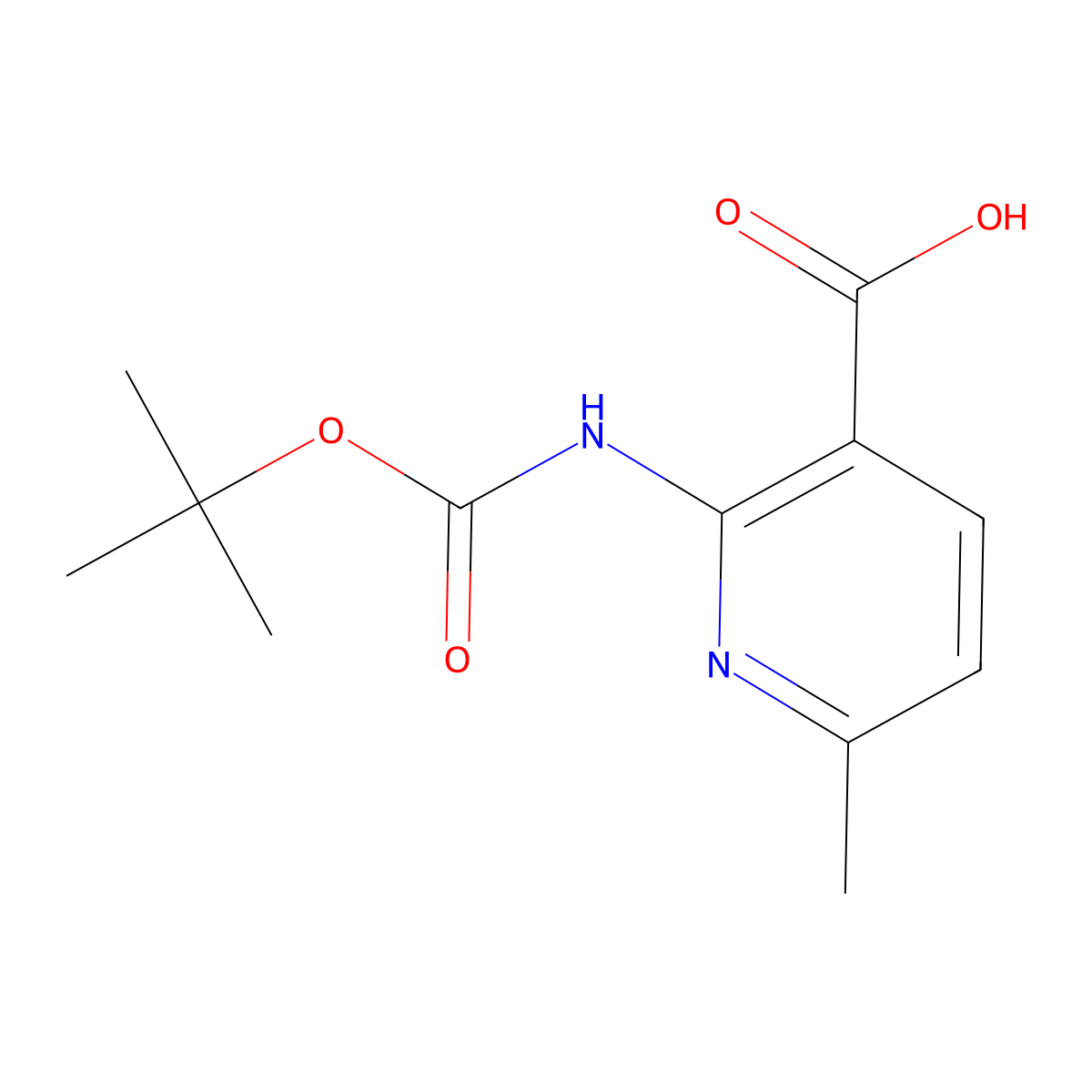2-{[(Tert-butoxy)carbonyl]amino}-6-methylpyridine-3-carboxylic acid molecular structure, CAS 1823822-22-5