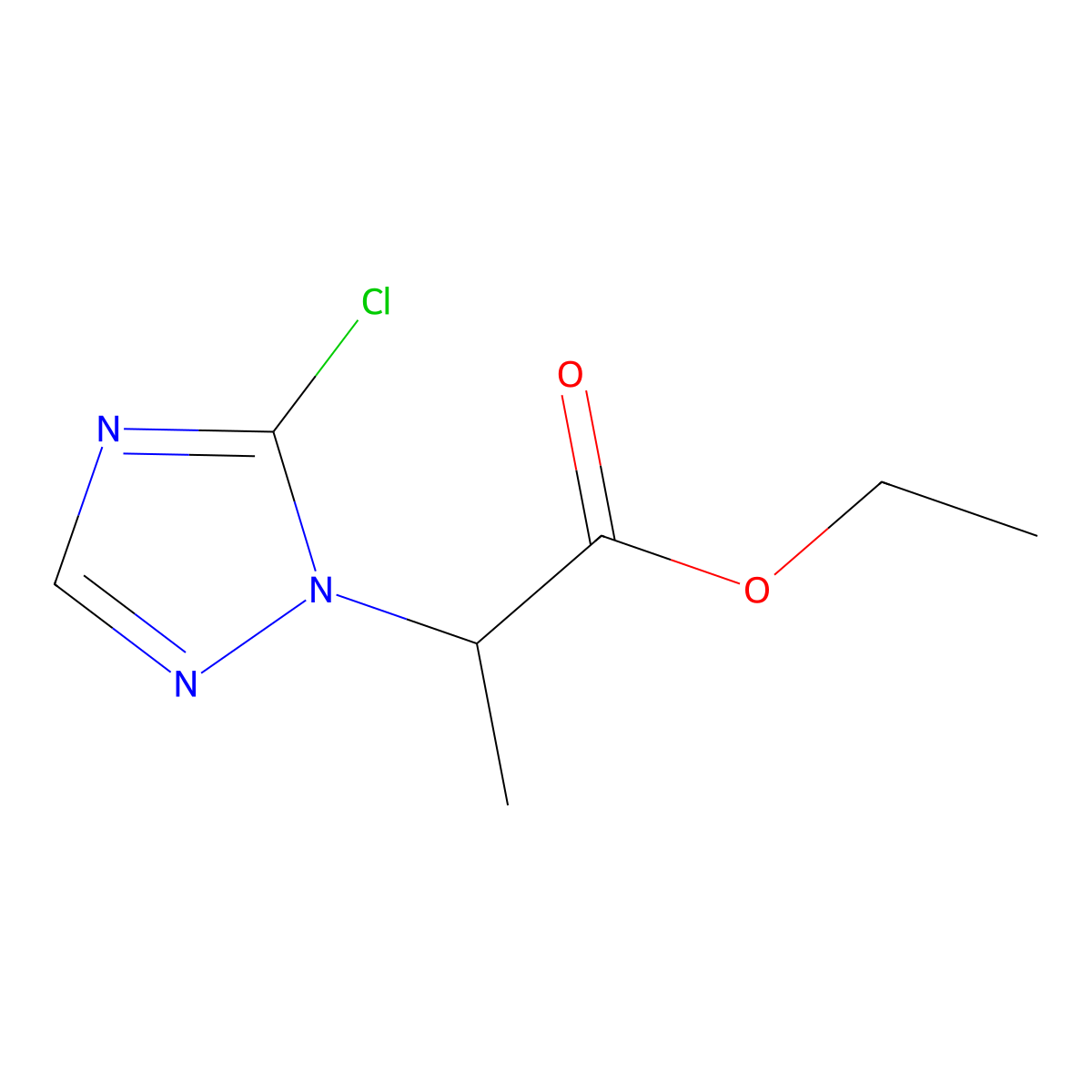 Ethyl 2-(5-chloro-1H-1,2,4-triazol-1-yl)propanoate molecular structure, CAS 1823829-53-3