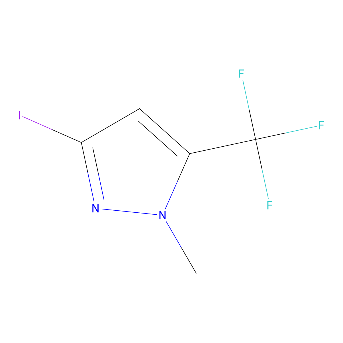 3-Iodo-1-methyl-5-(trifluoromethyl)-1H-pyrazole molecular structure, CAS 1823829-61-3