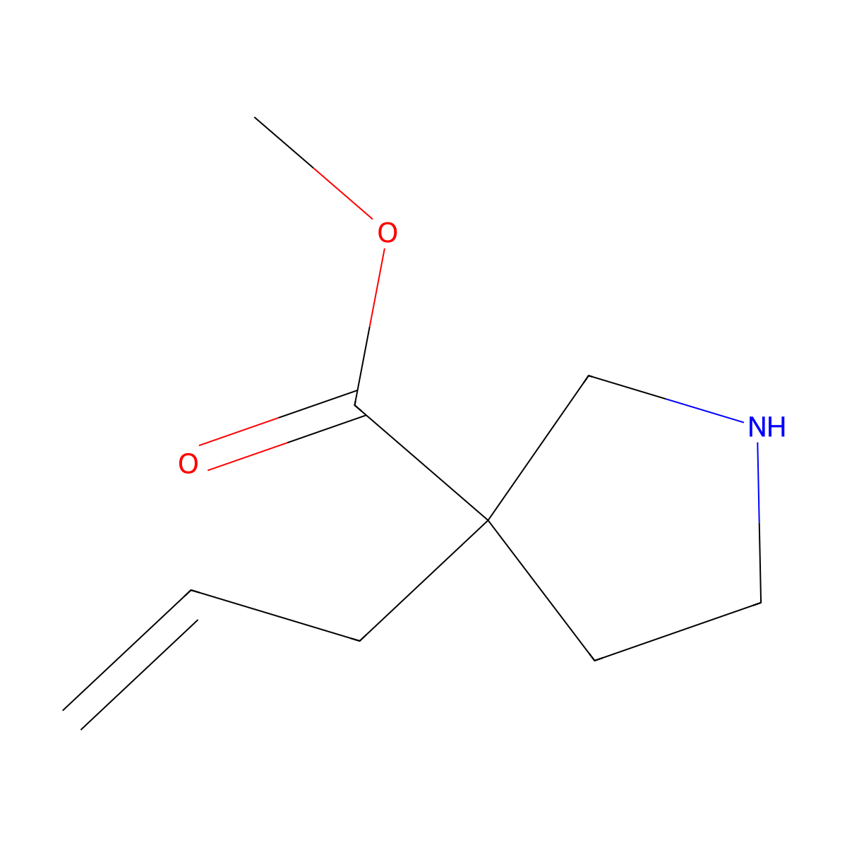 Methyl 3-(prop-2-en-1-yl)pyrrolidine-3-carboxylate molecular structure, CAS 1823830-85-8