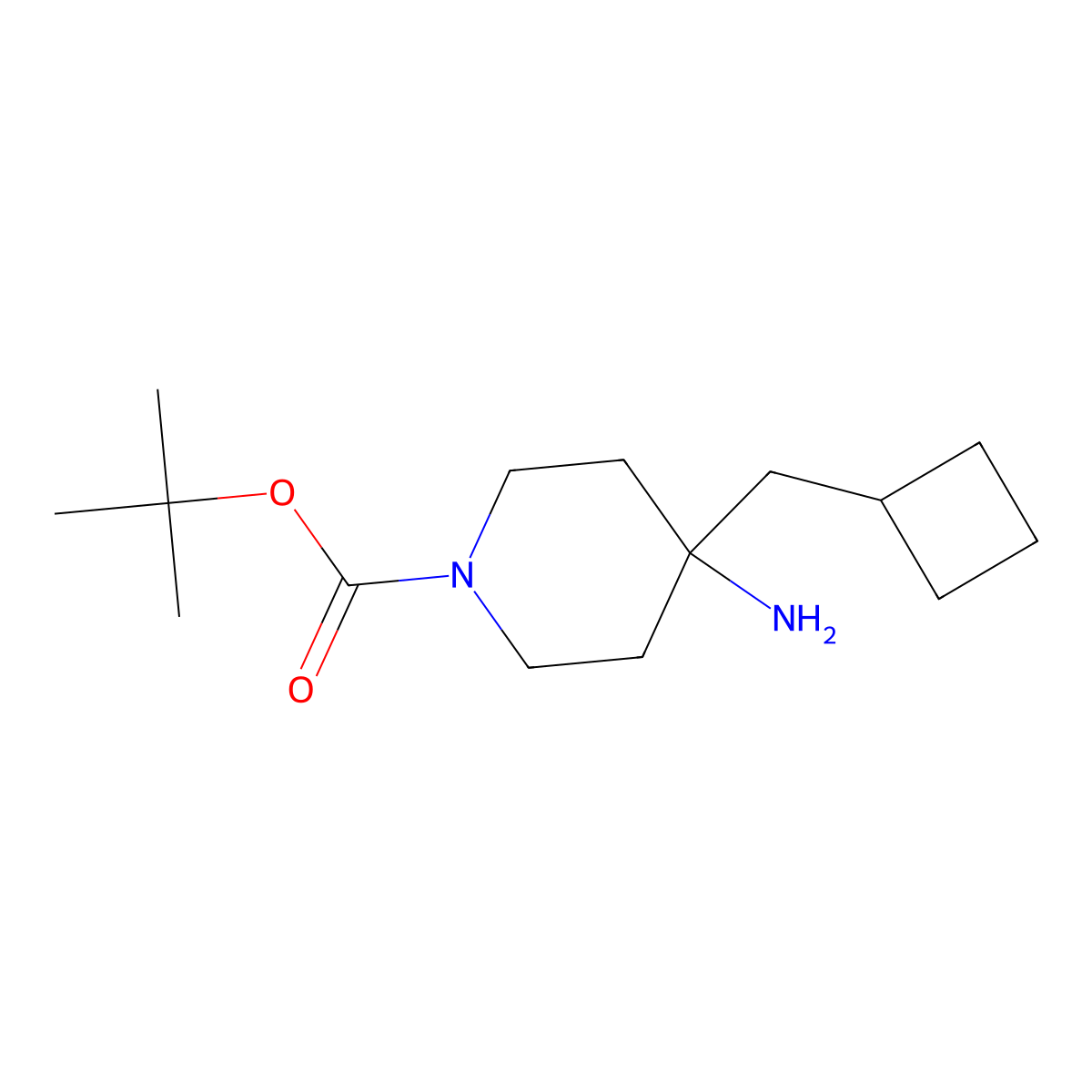 Tert-butyl 4-amino-4-(cyclobutylmethyl)piperidine-1-carboxylate molecular structure, CAS 1823831-94-2