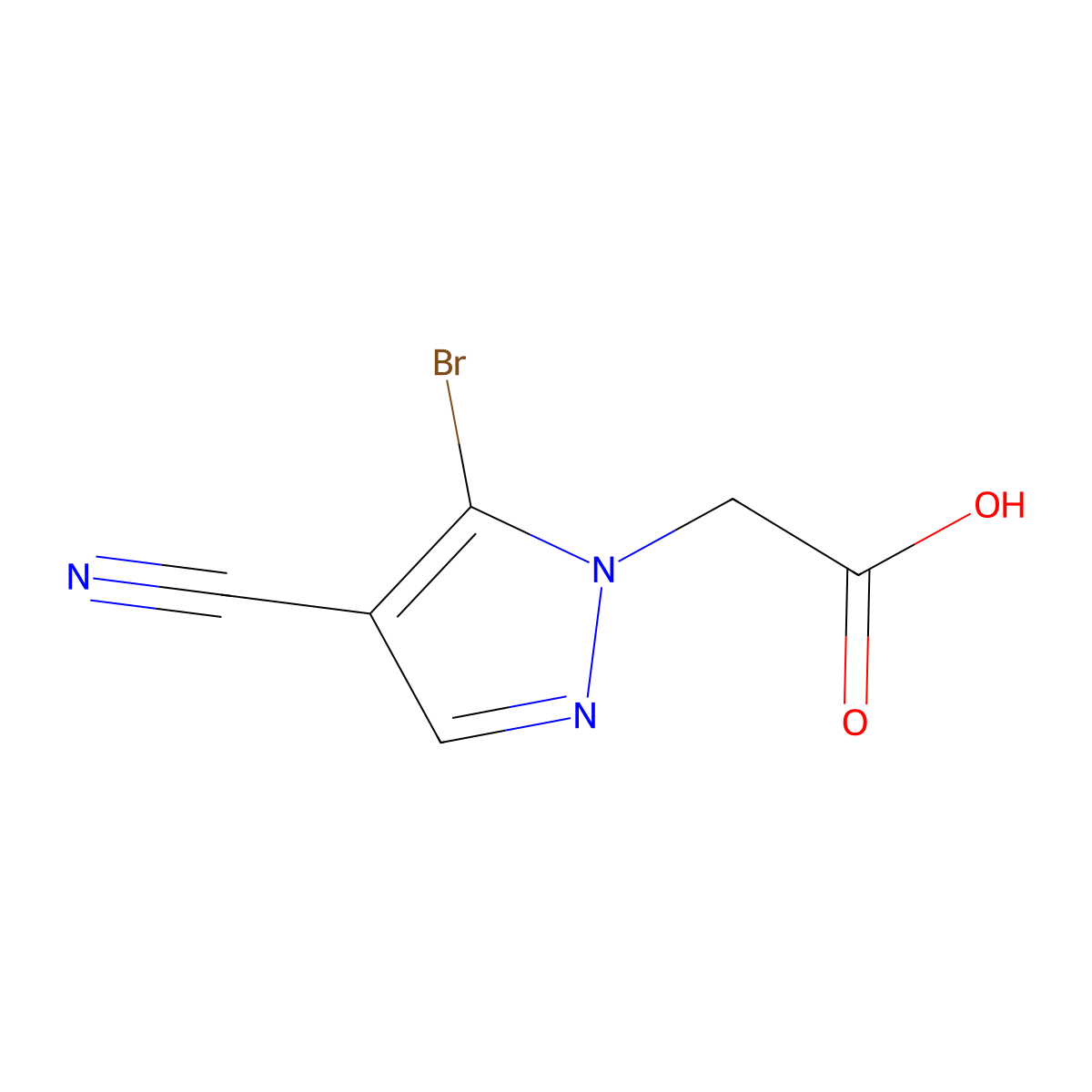 2-(5-bromo-4-cyano-1H-pyrazol-1-yl)acetic acid molecular structure, CAS 1823833-76-6