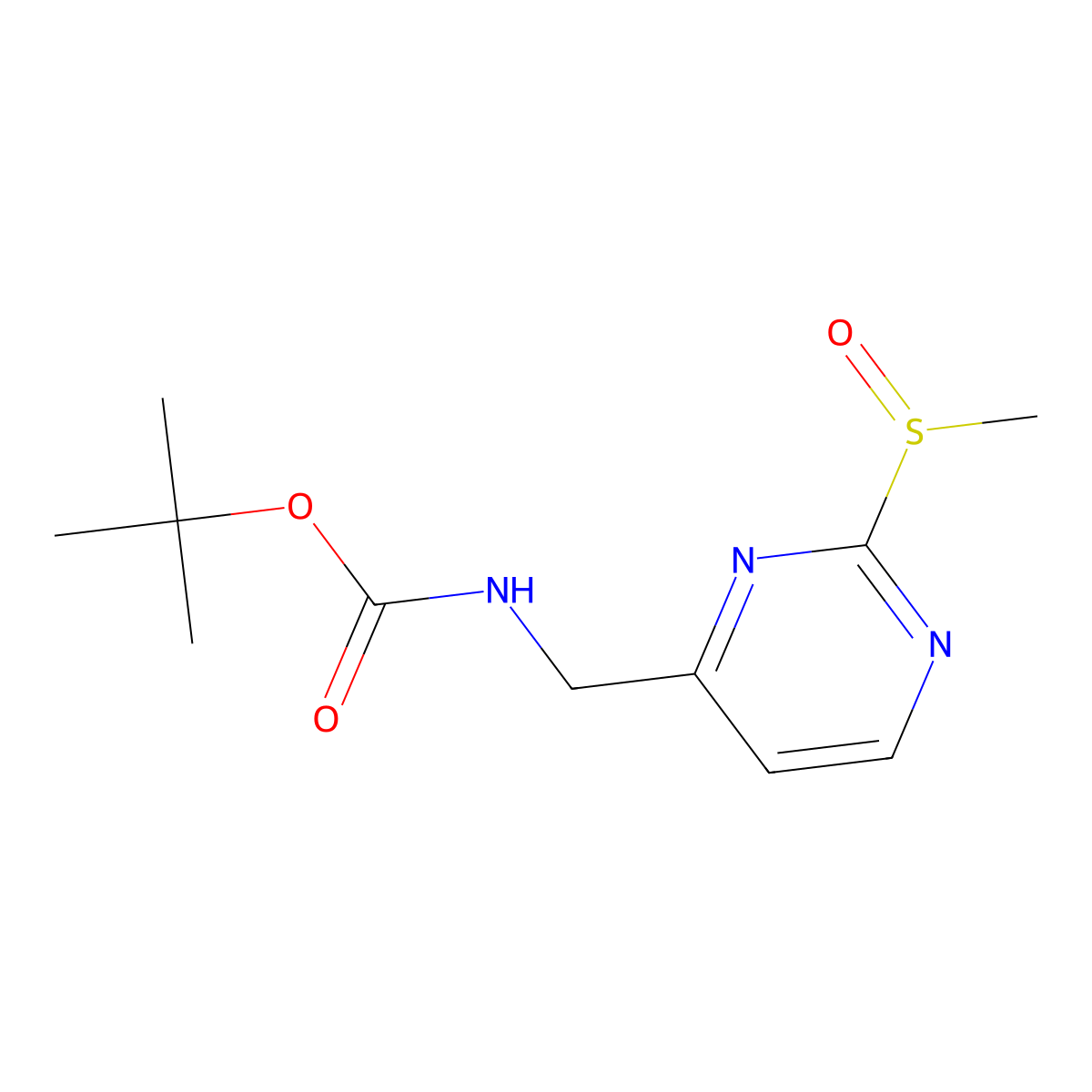 tert-Butyl ((2-(methylsulfinyl)pyrimidin-4-yl)methyl)carbamate molecular structure, CAS 1823833-98-2