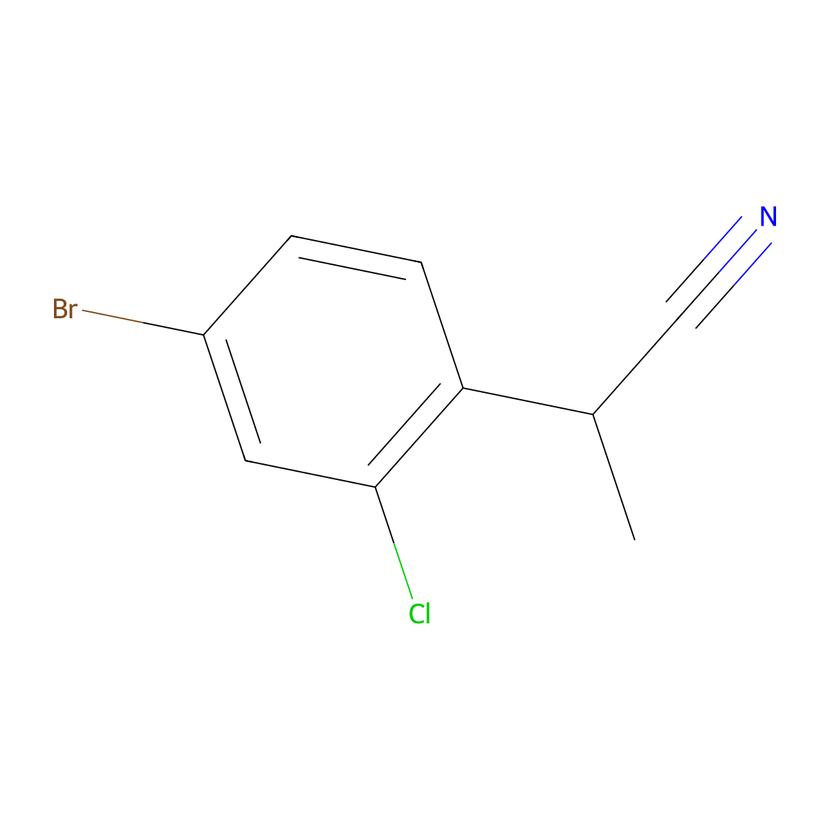2-(4-Bromo-2-chlorophenyl)propanenitrile molecular structure, CAS 1823834-64-5
