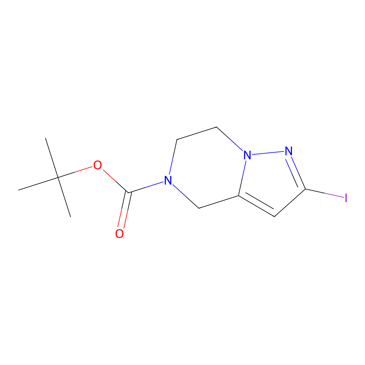 tert-Butyl 2-iodo-6,7-dihydropyrazolo[1,5-a]pyrazine-5(4H)-carboxylate molecular structure, CAS 1823835-34-2