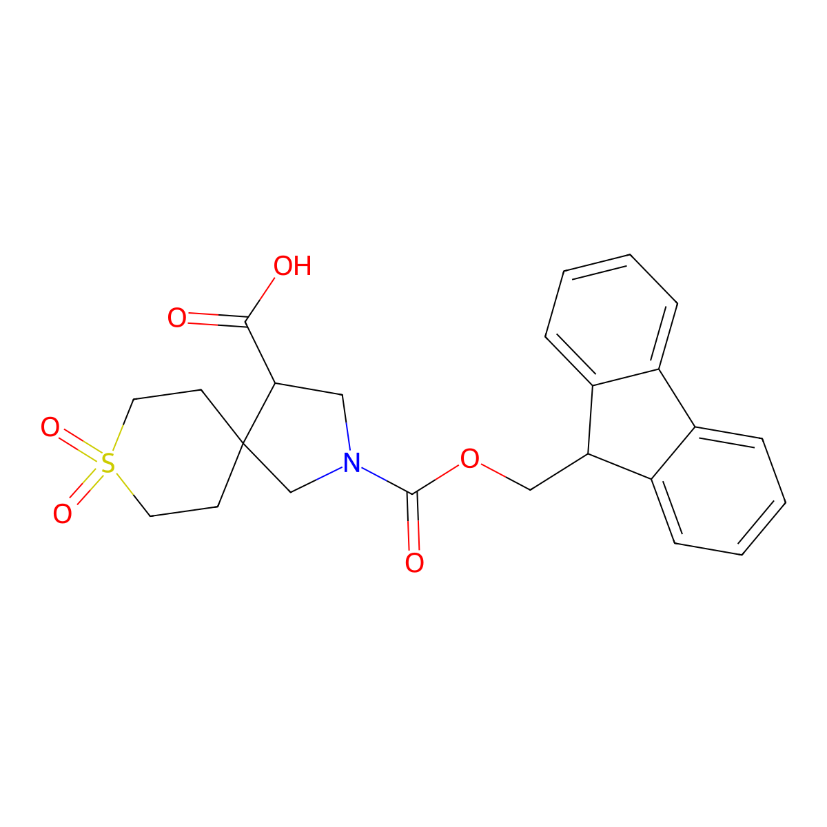 2-(((9H-Fluoren-9-yl)methoxy)carbonyl)-8-thia-2-azaspiro[4.5]decane-4-carboxylic acid 8,8-dioxide molecular structure, CAS 1823835-45-5