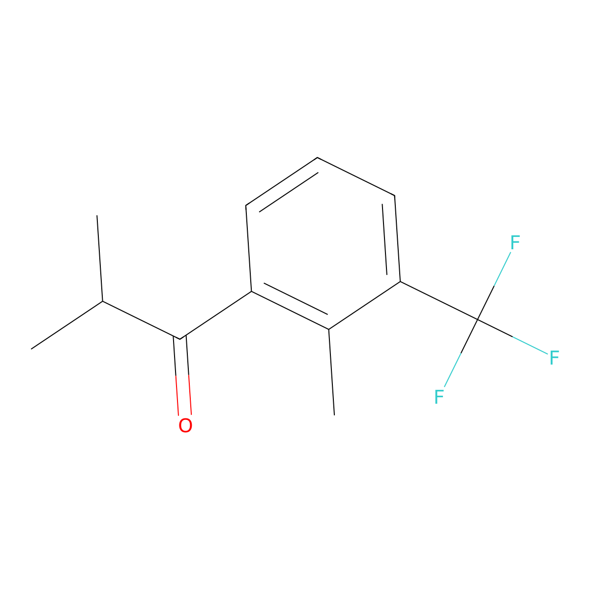 2-Methyl-1-(2-methyl-3-(trifluoromethyl)phenyl)propan-1-one molecular structure, CAS 1823835-76-2