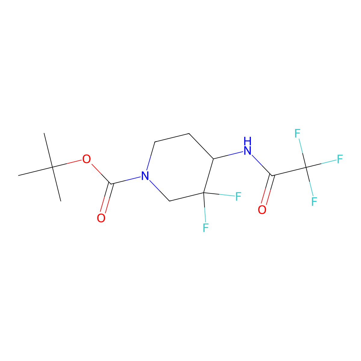Tert-butyl 3,3-difluoro-4-(2,2,2-trifluoroacetamido)piperidine-1-carboxylate molecular structure, CAS 1823836-00-5