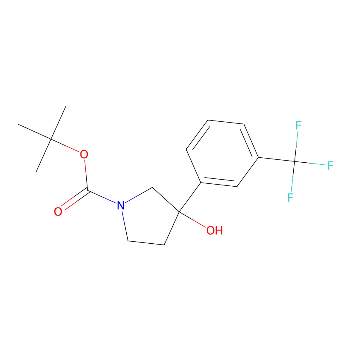Tert-butyl 3-hydroxy-3-[3-(trifluoromethyl)phenyl]pyrrolidine-1-carboxylate molecular structure, CAS 1823837-85-9