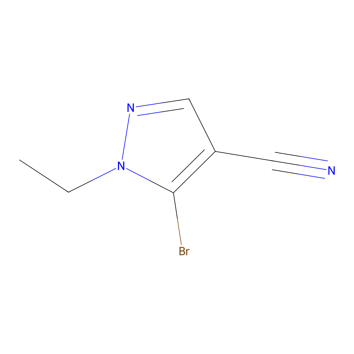 5-Bromo-1-ethyl-1H-pyrazole-4-carbonitrile molecular structure, CAS 1823838-43-2