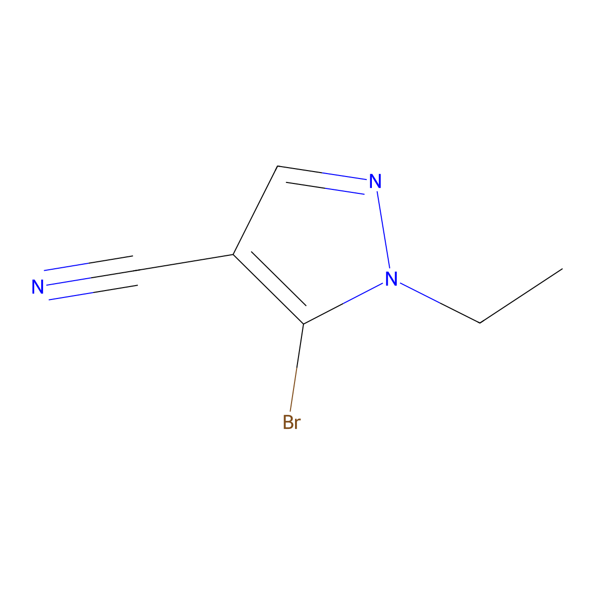 5-Bromo-1-ethyl-1H-pyrazole-4-carbonitrile molecular structure, CAS 1823838-43-2