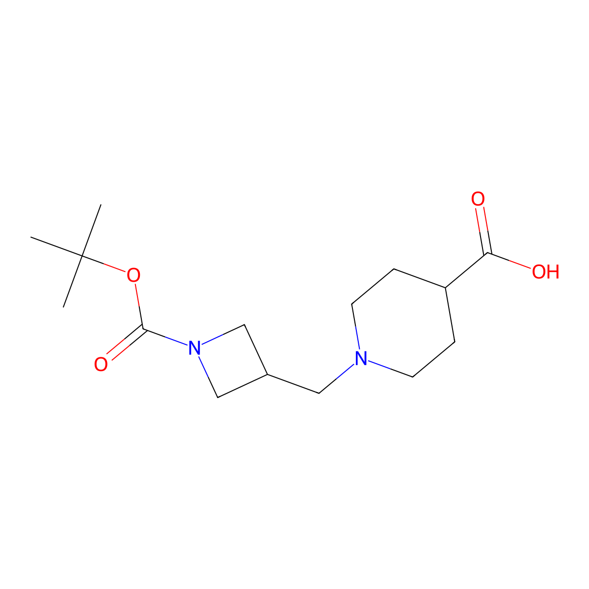 1-({1-[(Tert-butoxy)carbonyl]azetidin-3-yl}methyl)piperidine-4-carboxylic acid molecular structure, CAS 1823839-76-4