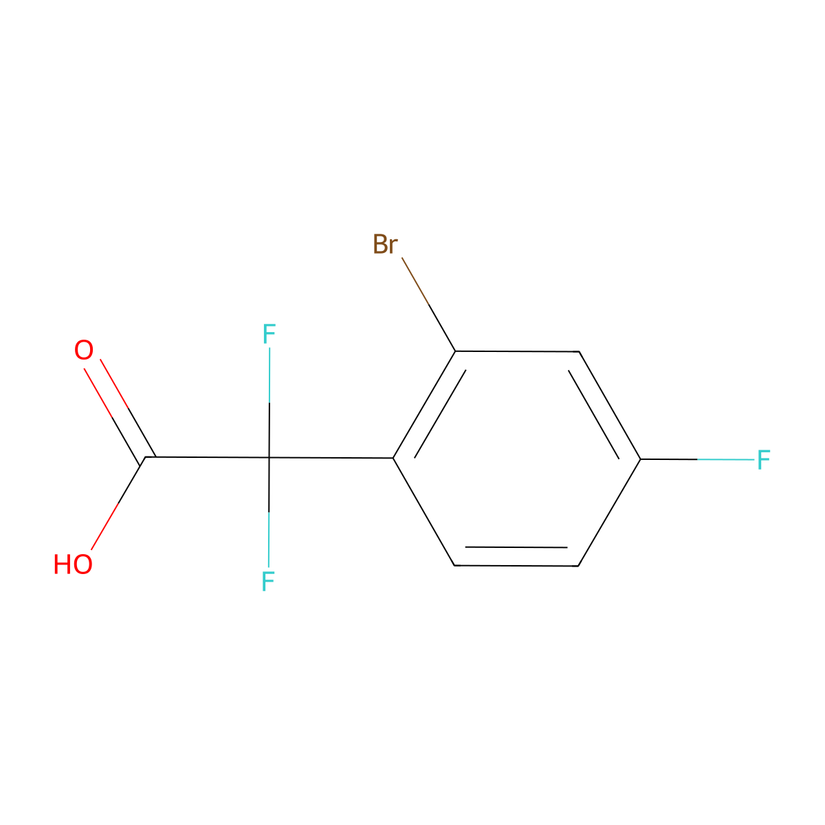2-(2-Bromo-4-fluorophenyl)-2,2-difluoroacetic acid molecular structure, CAS 1823840-27-2