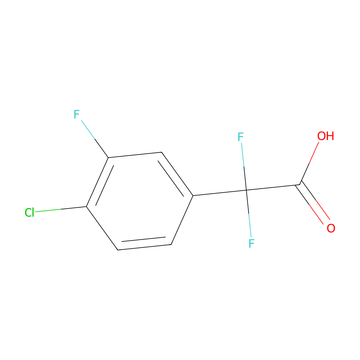2-(4-Chloro-3-fluorophenyl)-2,2-difluoroacetic acid molecular structure, CAS 1823840-58-9