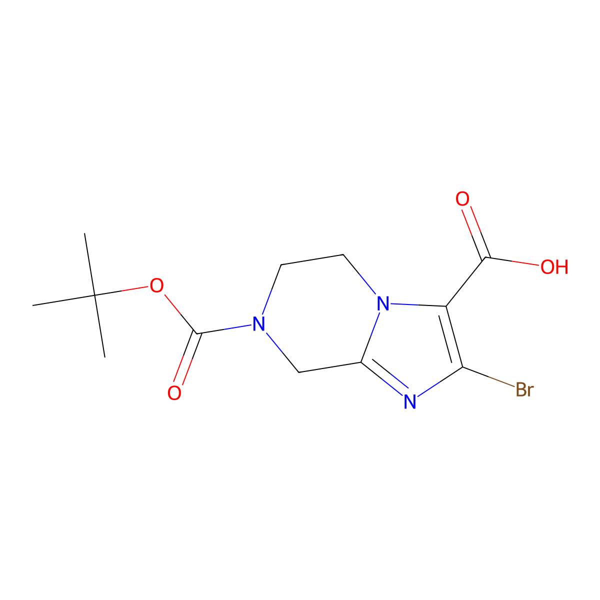 2-Bromo-7-(tert-butoxycarbonyl)-5,6,7,8-tetrahydroimidazo[1,2-a]pyrazine-3-carboxylic acid molecular structure, CAS 1823840-73-8