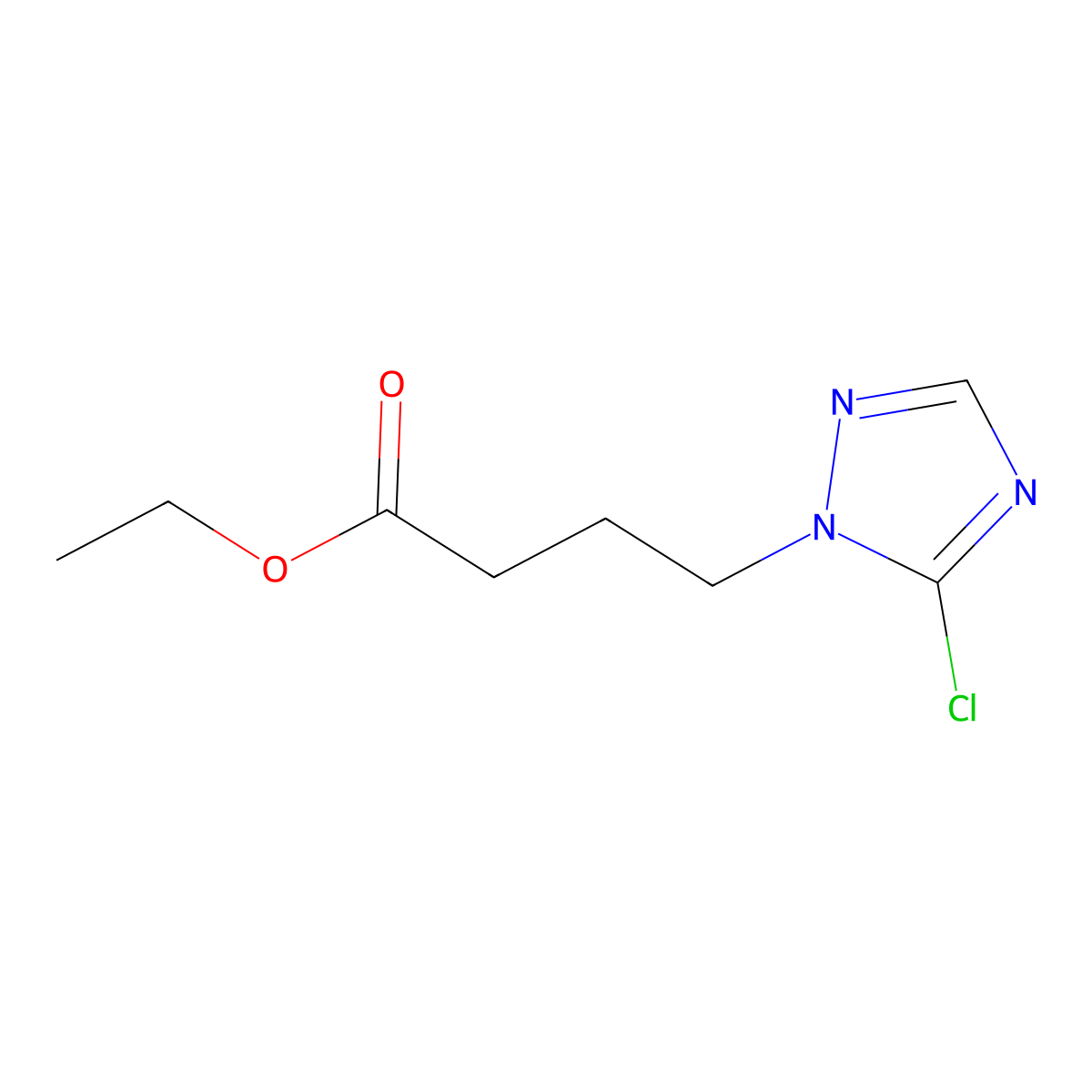 Ethyl 4-(5-chloro-1H-1,2,4-triazol-1-yl)butanoate molecular structure, CAS 1823842-92-7